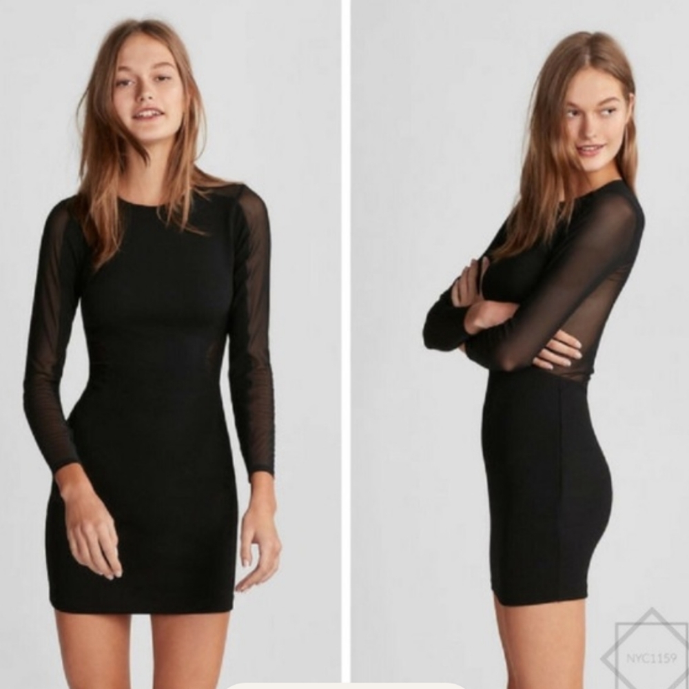 NWT Express black mesh bodycon dress